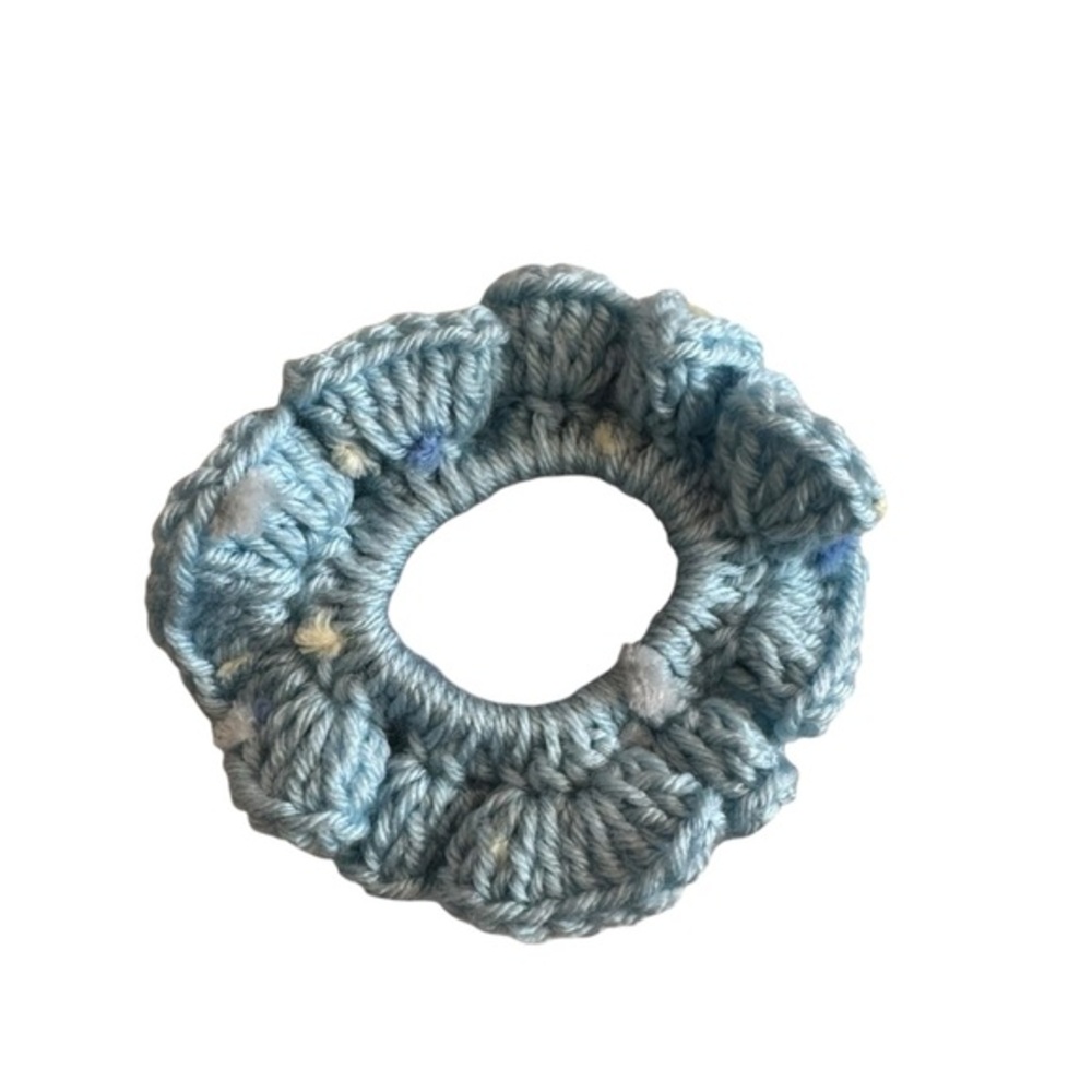Blue Crochet Hair Scrunchie